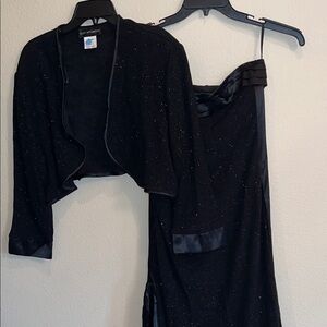 Shimmery Elegant Black Evening Dress 2 piece with Jacket